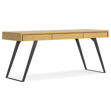 Lowry Solid Acacia Wood Large Desk, Oak