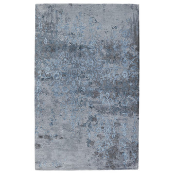Ballare Handmade Abstract Blue/ Gray Area Rug 5'X8'