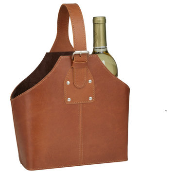 Modern Brown Leather Wine Holder 560934