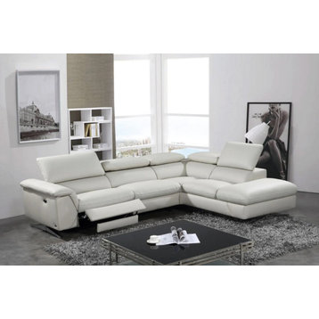 Anaya Modern Light Gray Eco, Leather Right Facing Sectional Sofa With Recliner