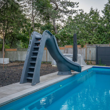 Fiberglass Pool Ideas - Fiberglass Lap Pool with Interlocking Deck