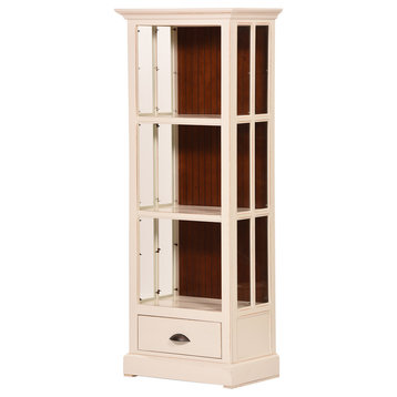 West Winds 27" Open Curio Bookcase, Drawer, Persimmon Red, Concord Cherry