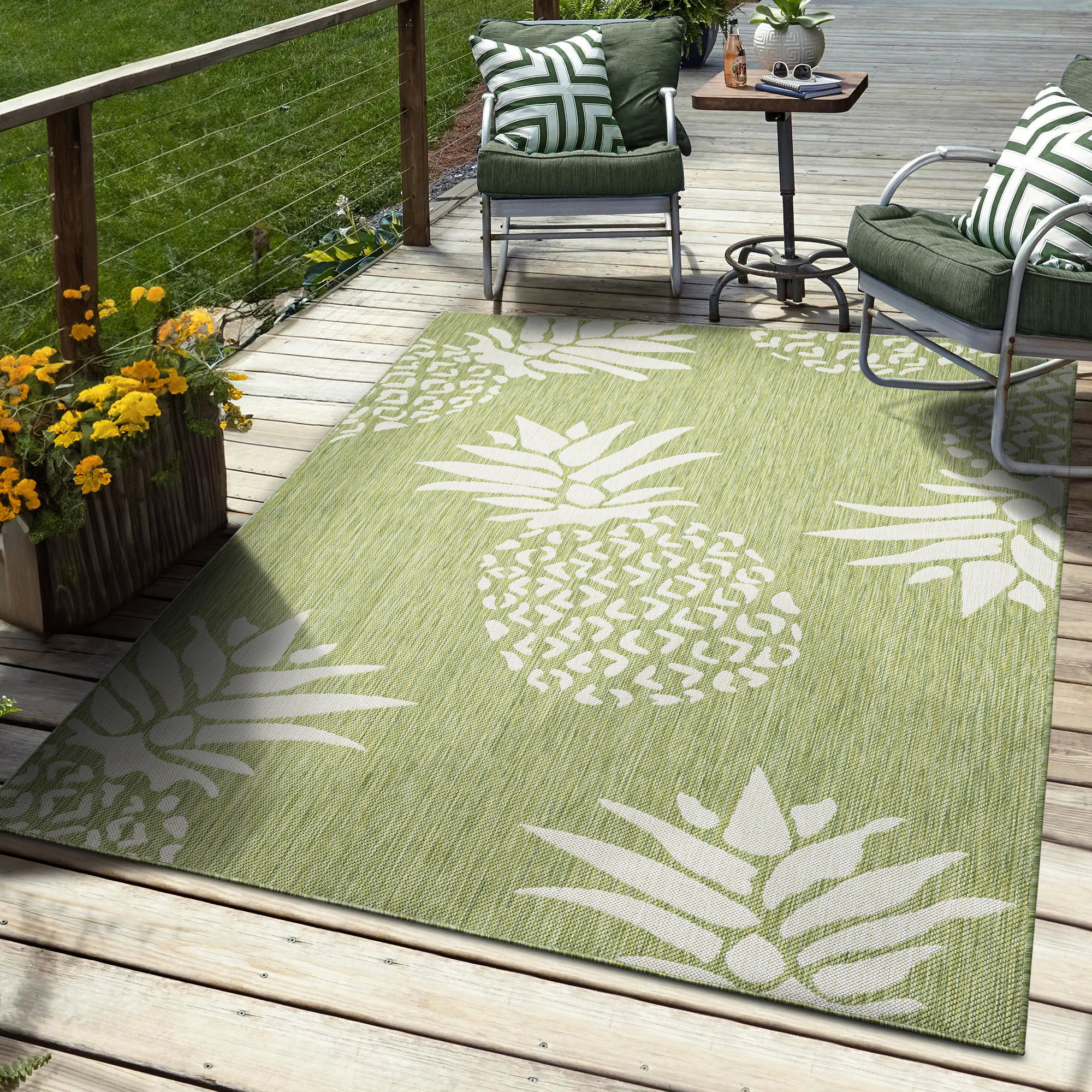 Pineapple Escape Indoor/Outdoor Accent Rug, 5'x7' - Tropical - Outdoor ...