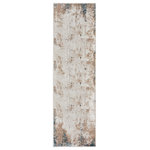 Nourison - Nourison Glitz 2'3" x 7'6" Taupe/Multi Modern Indoor Area Rug - Add chic style to your living room or bedroom with this abstract rug from the Glitz Collection. Featuring a modern distressed pattern in taupe, blue, and grey multicolor, this modern rug is enhanced with an eye-catching sheen that shifts in tone under different light. Made from easy-clean, softly textured polyester.