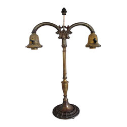 American Rembrandt Brass and Cast Iron Two-Light Student Table Lamp - Products