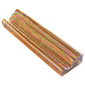 Atmosphere 2 in x 8 in 100% Recycled Glass Bullnose Trim in Iridescent Citrine