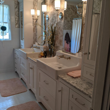 Custom Bathroom Vanity Cabinets & Hutches with Shaker Style Doors