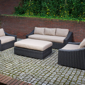 Toja Patio Furniture - Tuscan Couch Set - Red Brick Wall