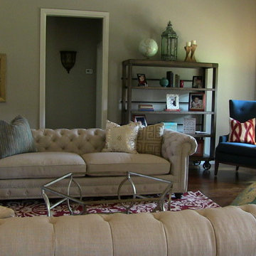 Transitional Dining and Living Room in New Home