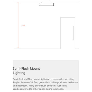 Transitional Semi Flush Mount Bedroom Light Everly, Aged Brass/Gray