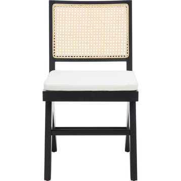 Colette Rattan Dining Chair, Set of 2, Black, Natural