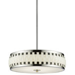 Z-Lite - Z-Lite 2008-16-LED Sevier 1 Light LED Pendant - Chrome - Black and White classic retro styling of the Sevier family presents an up to date contemporary look. Gleaming chrome hardware complements the simple color palette. These low profile fixtures are fitted with the newest LED light source technology. Features: Steel fixture Downrods included: (1) 3", (1) 6" and (3) 12" White round glass shade Capable of being dimmed Highly efficient LEDs produce little heat and have an extremely long lifespan CUL and ETL rated for dry locations Designed to cast light in both an upward and a downward direction Dimensions: Height: 5" Width: 16" Depth: 16" Cord Length: 110" Electrical Specifications: Bulb Base: Integrated LED Bulb Type: LED Number of Bulbs: 1 Watts Per Bulb: 20 Total Max Wattage: 20 Bulb Included: Yes Lumens: 1300 Color Temperature: 3000K Color Rendering Index (CRI): 80