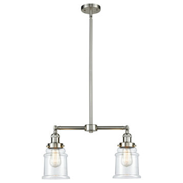 Canton 2-Light LED Chandelier, Brushed Satin Nickel, Glass: Clear