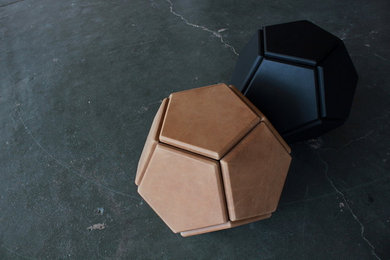 Leather sculptural furniture orbs