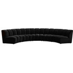 Meridian Furniture - Infinity Channel Tufted Velvet Modular Chair, Black, 5 Piece - Create a seating group that works for every possible situation with this Infinity modular 5-piece sectional and other pieces in the Infinity collection. Upholstered in soft black velvet material that feels great against the skin and offers long-wearing beauty, this piece fits with other Infinity items for an infinite number of combinations that get your seating requirements just right but that look just as nice when used on their own.