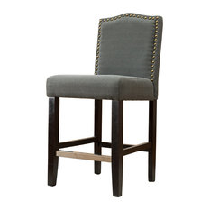 Furniture Import & Export Inc. - Lindon 24" Upholstered Bar Stools, Set of 2, Dark Gray - Bar Stools and Counter Stools