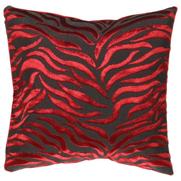 Tigre Pillow, Red And Black 16''x16''