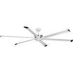 Progress Lighting - Huff Collection Indoor/Outdoor 96" 6-Blade  Satin White Ceiling Fan - The hassles and headaches of the day fade away under the relaxing airflow created by this ceiling fan. Six expansive aluminum blades with decorative winglets stretch out from the center. The fan is coated in a satin white finish with complementary highlights to create a perfect design for your home.