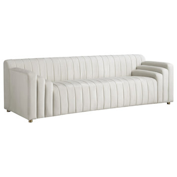 Naya Velvet Upholstered Sofa, Cream