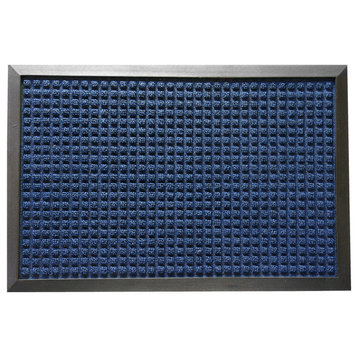 Rubber-Cal "Nottingham" Rubber Backed Carpet Mat - 16 x 24 inches - Blue