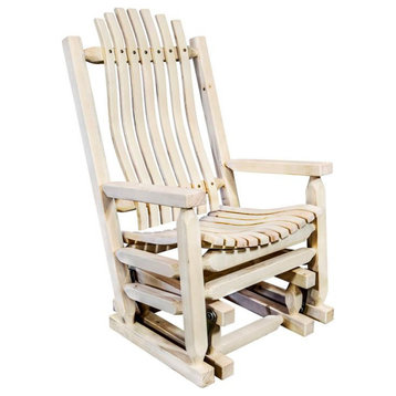 Montana Woodworks Homestead Transitional Solid Wood Glider Rocker in Natural