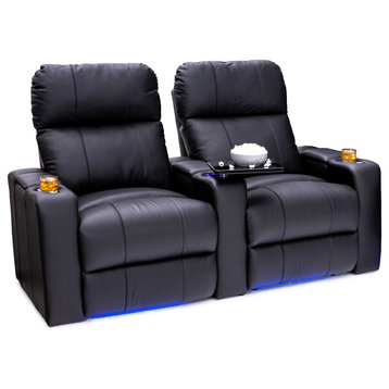 Seatcraft Julius Home Theater Seats, Leather, Black, 2-Seats