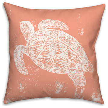 Stamp Turtle Coral 18x18 Pillow