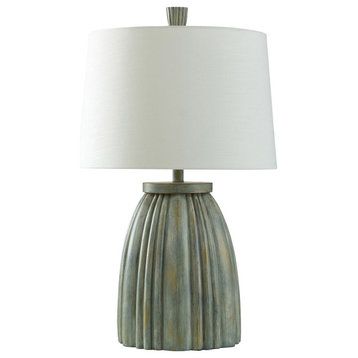 Hot Springs Table Lamp Washed Green Stone Ribbed Base