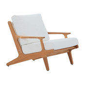 Saratoga Outdoor Patio Teak Armchair, Natural White