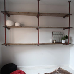 Racheal Industrial reclaimed scaffolding plank and steel pipe furniture - Bookcases