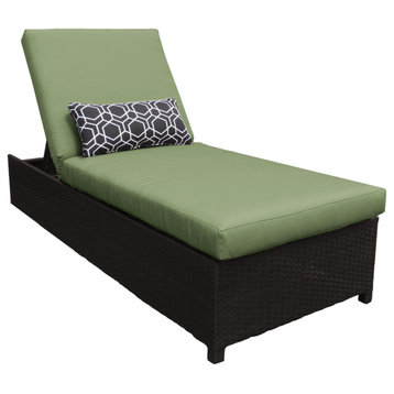 Belle Wheeled Chaise Outdoor Wicker Patio Furniture in Cliantro