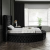 Luxus Button Tufted Velvet Round Bed, Black, Twin