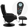 Flash Furniture Massaging Black Leather Recliner And Ottoman