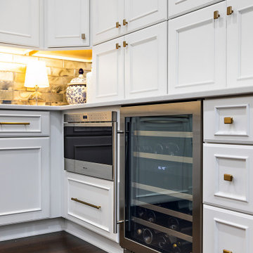 Showplace Chateau Kitchen in White Dove and Cherry Thunder with Ebony glaze