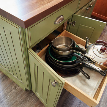 Cherry Country Style Kitchen with Contrast Island