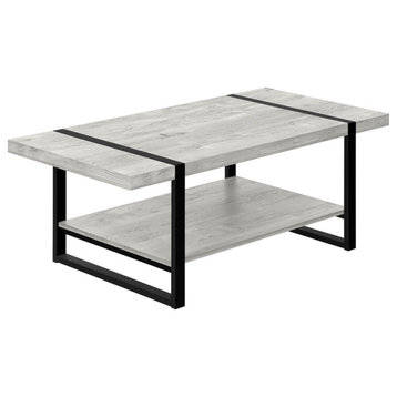 47" Grey And Black Rectangular Coffee Table With Shelf