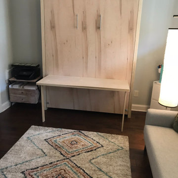 Custom Built Full Size Vertical Murphy Bed with Fold Down Desk Combo - Shellac F