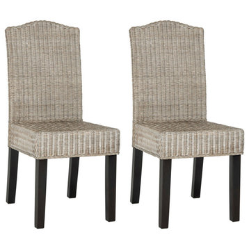 Safavieh Odette Wicker Dining Chairs, Set of 2, Antique Gray