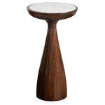 Jonathan Adler - Buenos Aires Table, Tall - Our Buenos Aires Tables feature sinuous organic forms made from turned mahogany polished to reveal its natural grain. The rich wood tone is complemented by a white marble top. The finishing touch your favorite chair has been begging for, this go-anywhere table is the perfect perch for a cocktail.