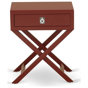 Hamilton Square Night Stand End Table With Drawer, Burgundy Finish