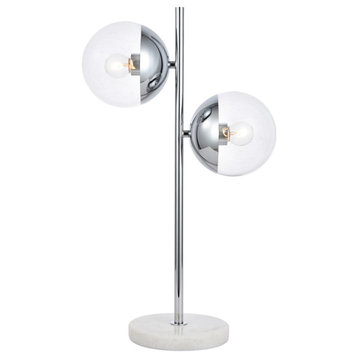 Eclipse 2 Light Table Lamp, Chrome With Clear Glass