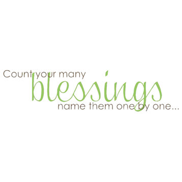 Decal Wall Sticker Count Your Many Blessings Quote, Dark Brown/Lime Green