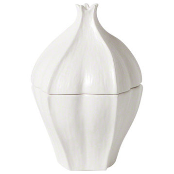 Elegant Matte White Ceramic Pomegranate Tall Box