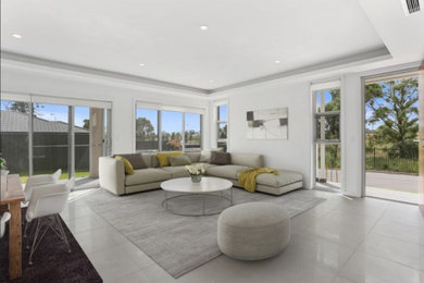 Design ideas for a modern family room in Sydney.