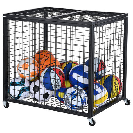 VEVOR Rolling Sports Ball Storage Cart Garages Sports Equipment Organizer Steel