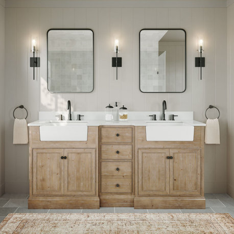 Kelly Bath Vanity, Weathered Fir, 72", Double Sink, Freestanding