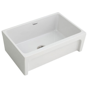 Fireclay 30" Reversible Sink, Elegant Beveled Front Apron on one side