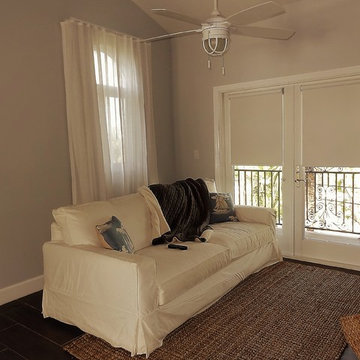 Ripple fold blackout and sheer drapes.