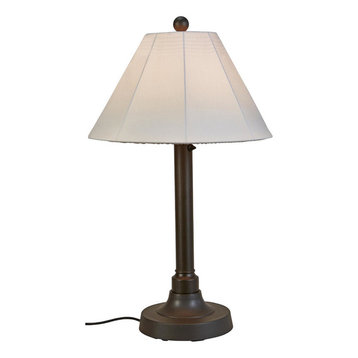 34" Outdoor Table Lamp 2" Bronze Resin Body/Natural Canvas Sunbrella Shade Cover