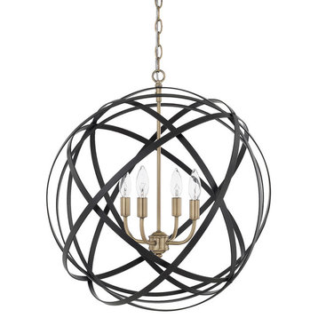 Axis 4 Light Pendant, Aged Brass and Black